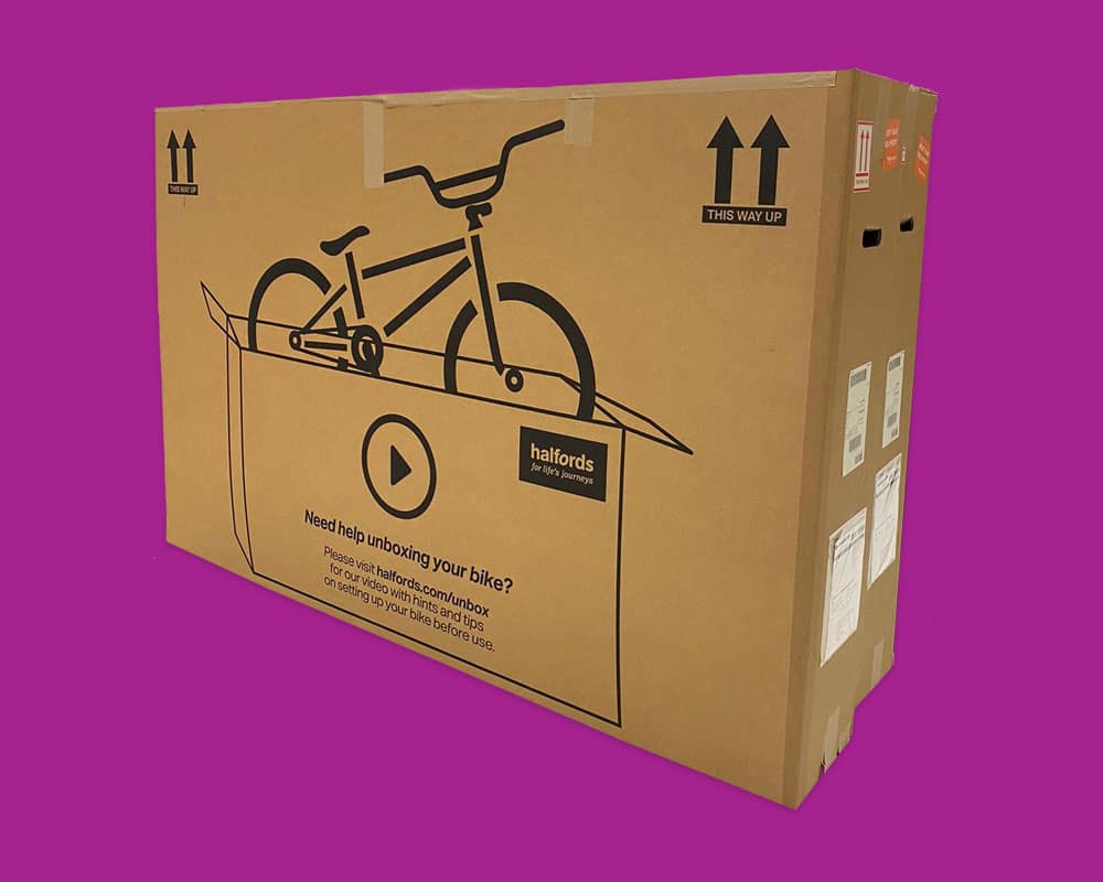 Custom printed cardboard box - Halfords bike box, Printed Packaging, Bespoke Packaging UK, Custom Packaging