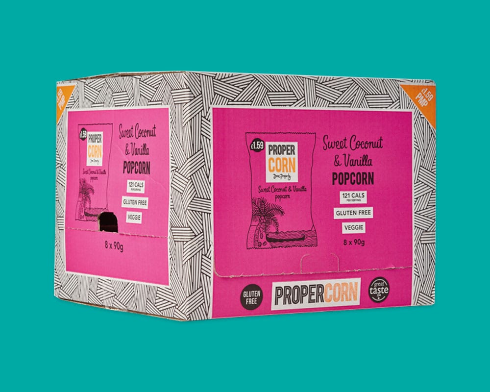 Properorn Custom cardboard boxes shelf ready